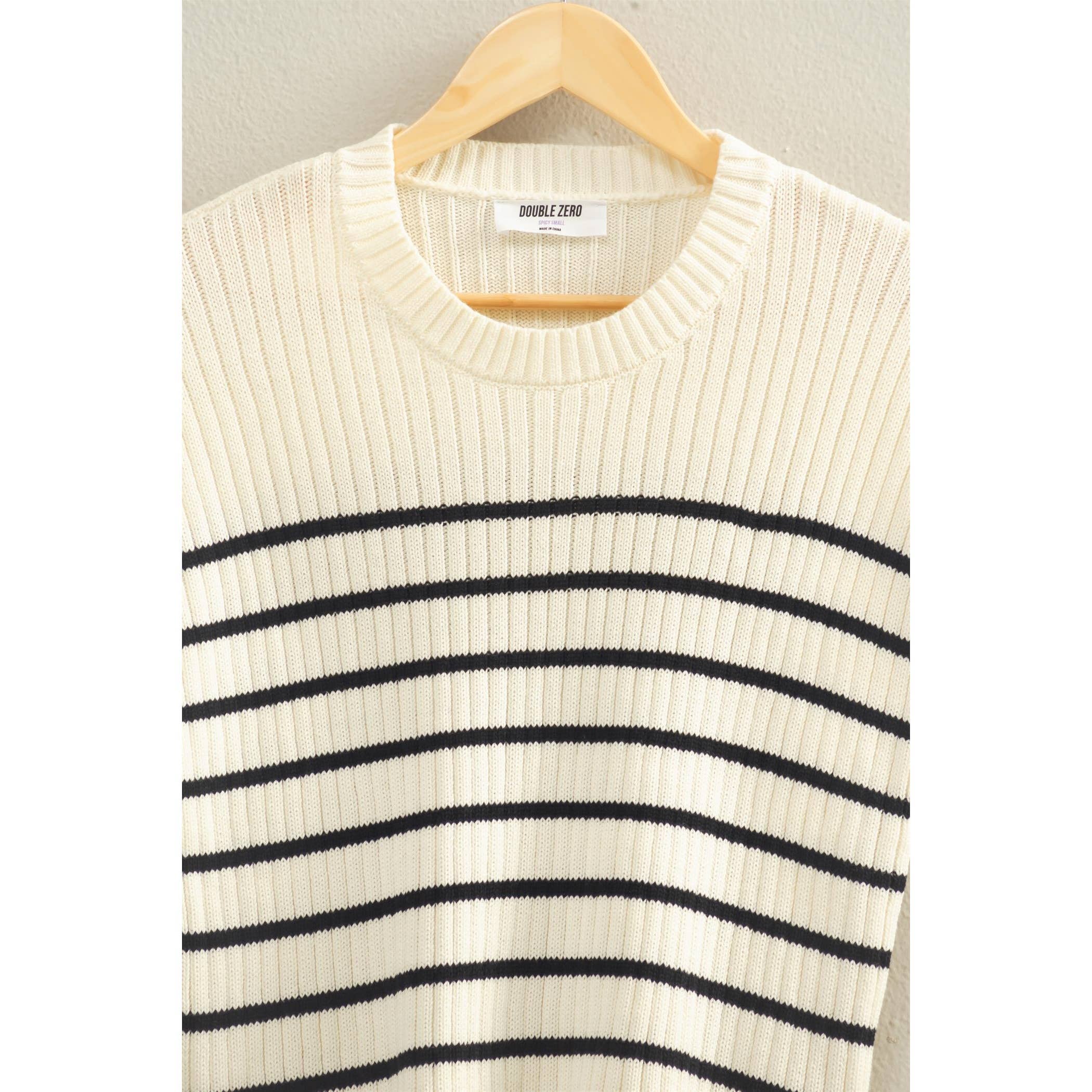 Sleeveless Ribbed Striped Knit Top