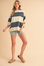 8417FN Polly Color Block Top