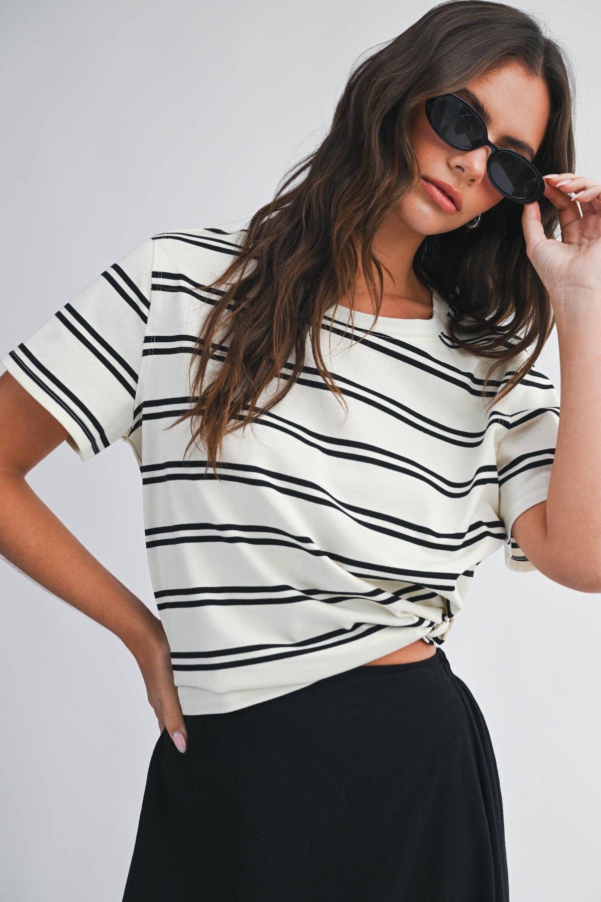 8510HN Striped Boxy Short Sleeve Tee