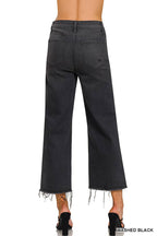 High Rise Washed Black Cropped Jeans