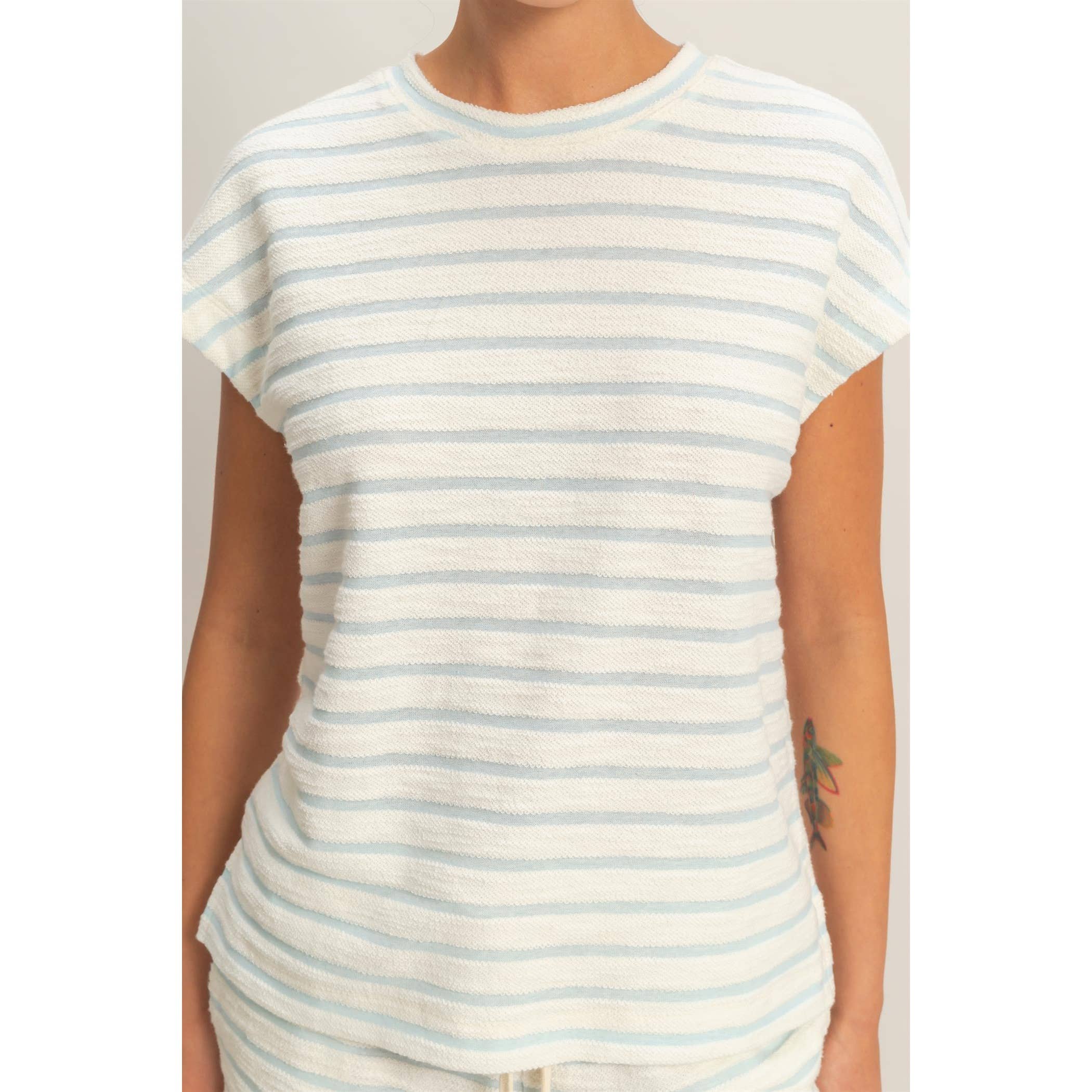 Striped Round Neck Short Sleeve Top