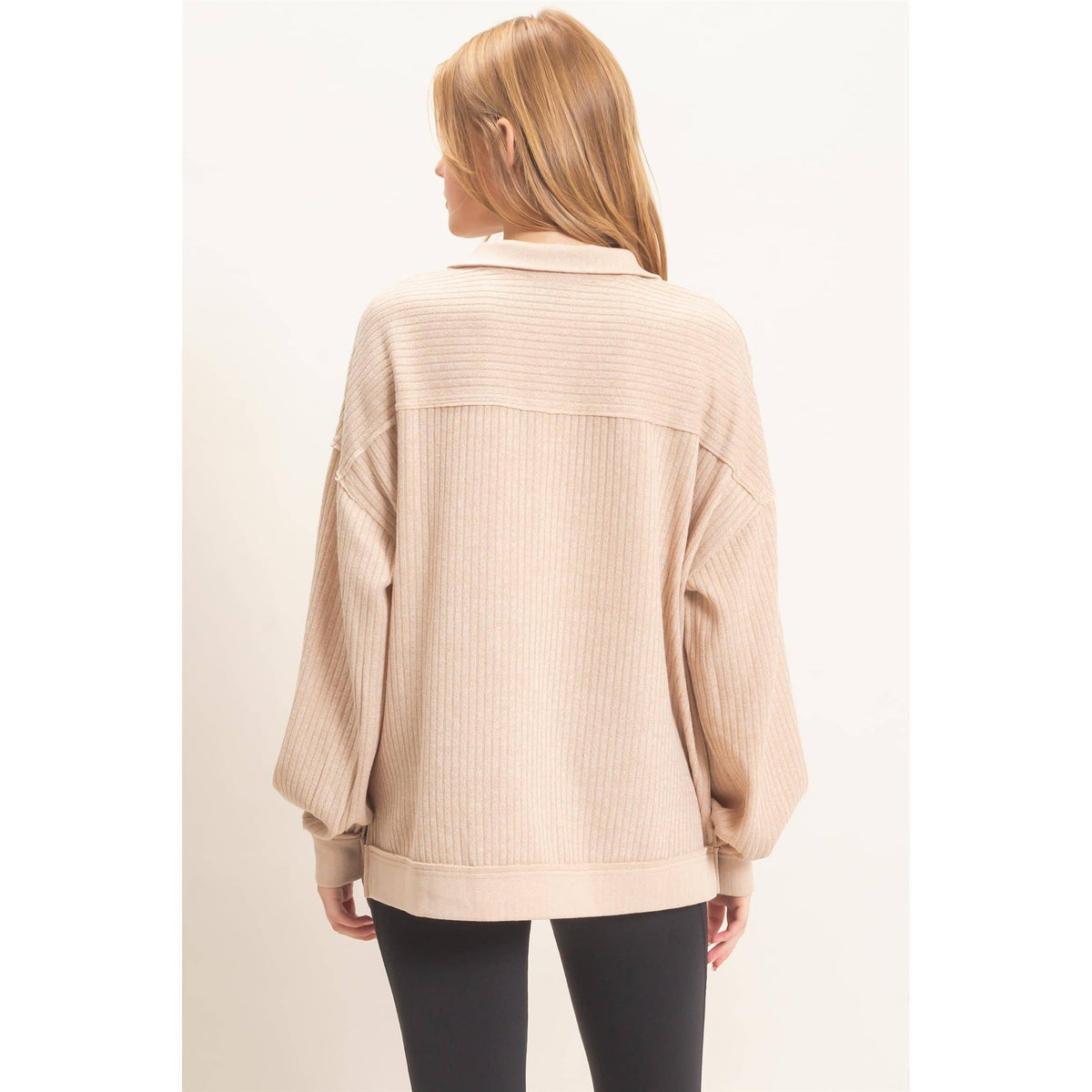 Ribbed Knit Half-Zip Pullover