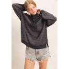 Ribbed Knit Half-Zip Pullover