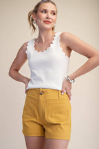 Stretch Shorts High Waist Front Pocket