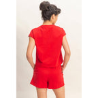 Cap Sleeve Boxy Top And Shorts Set