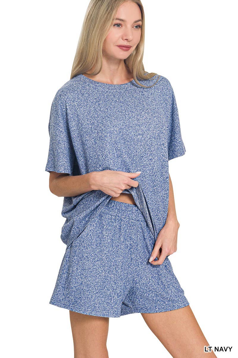 Soft Melange Short Sleeve Tee And Short Pants Set