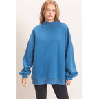 Enzyme Washed Mock Neck Sweatshirt