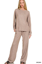 Soft Melange Hacci Long Slv Tee And Pants Set