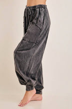 Zen Mineral Washed Ribbed  Baggy Lounge Balloon Pants HP7610