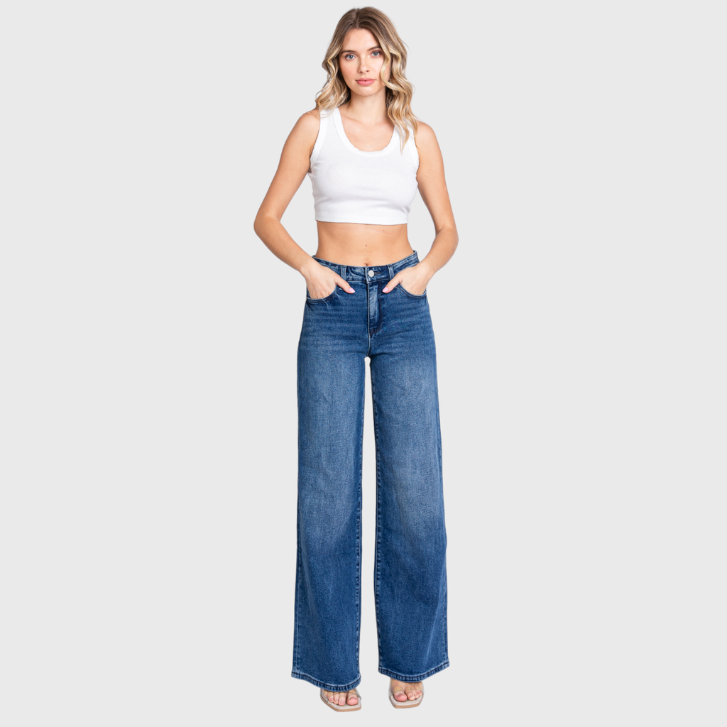 P1058W-DM HIGH RISE COMFORT STRETCH WIDE LEG JEANS