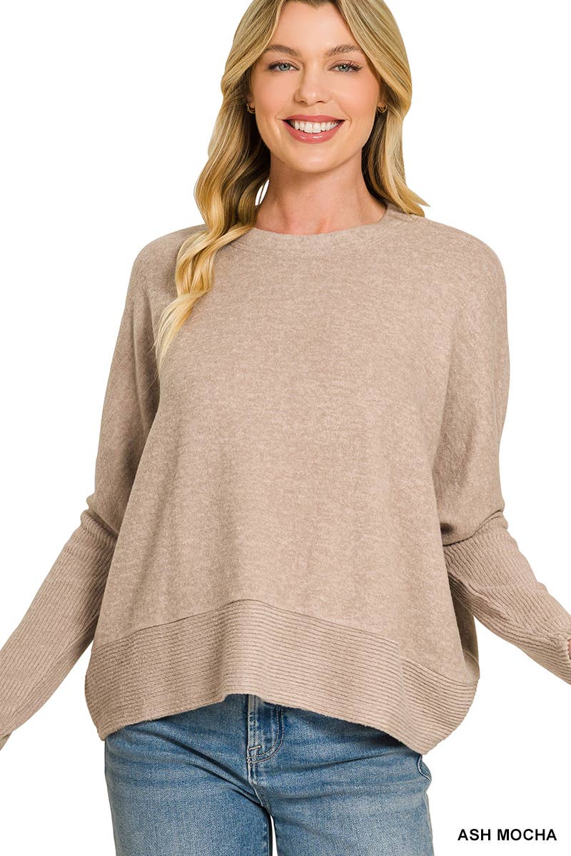 Brushed Melange Hacci Dolman Sleeve Sweater