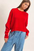 Ribbed Drop Shoulder Sweater
