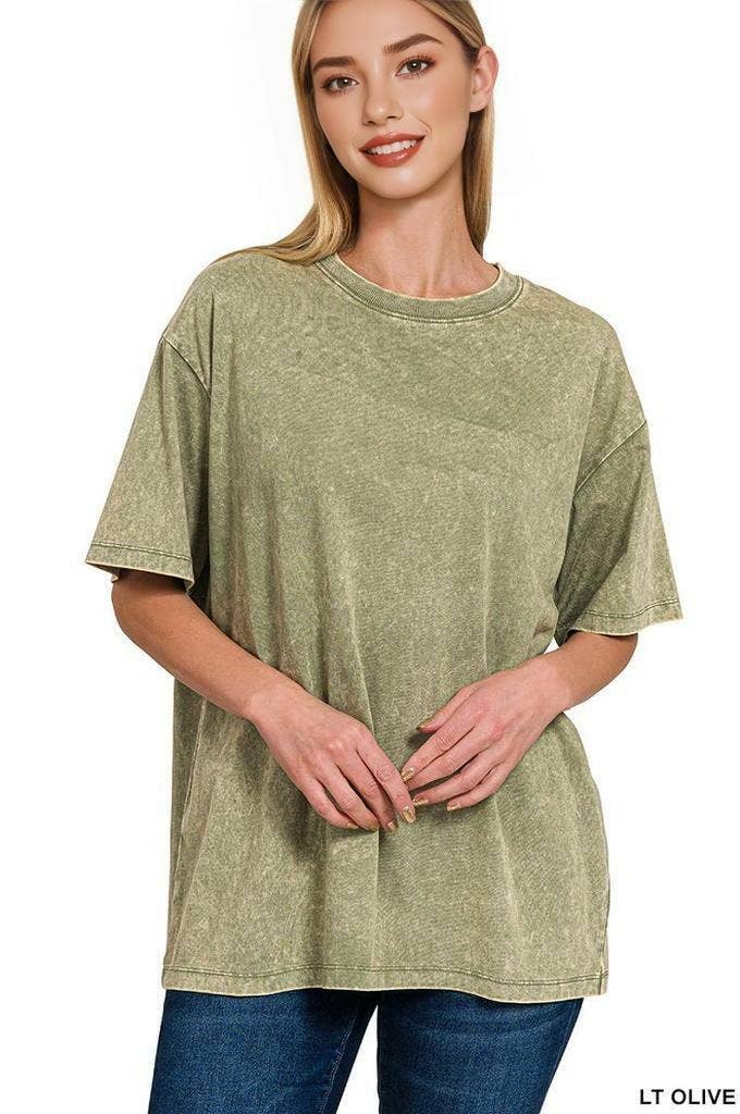 `Vintage Wash Oversize Cotton Tee