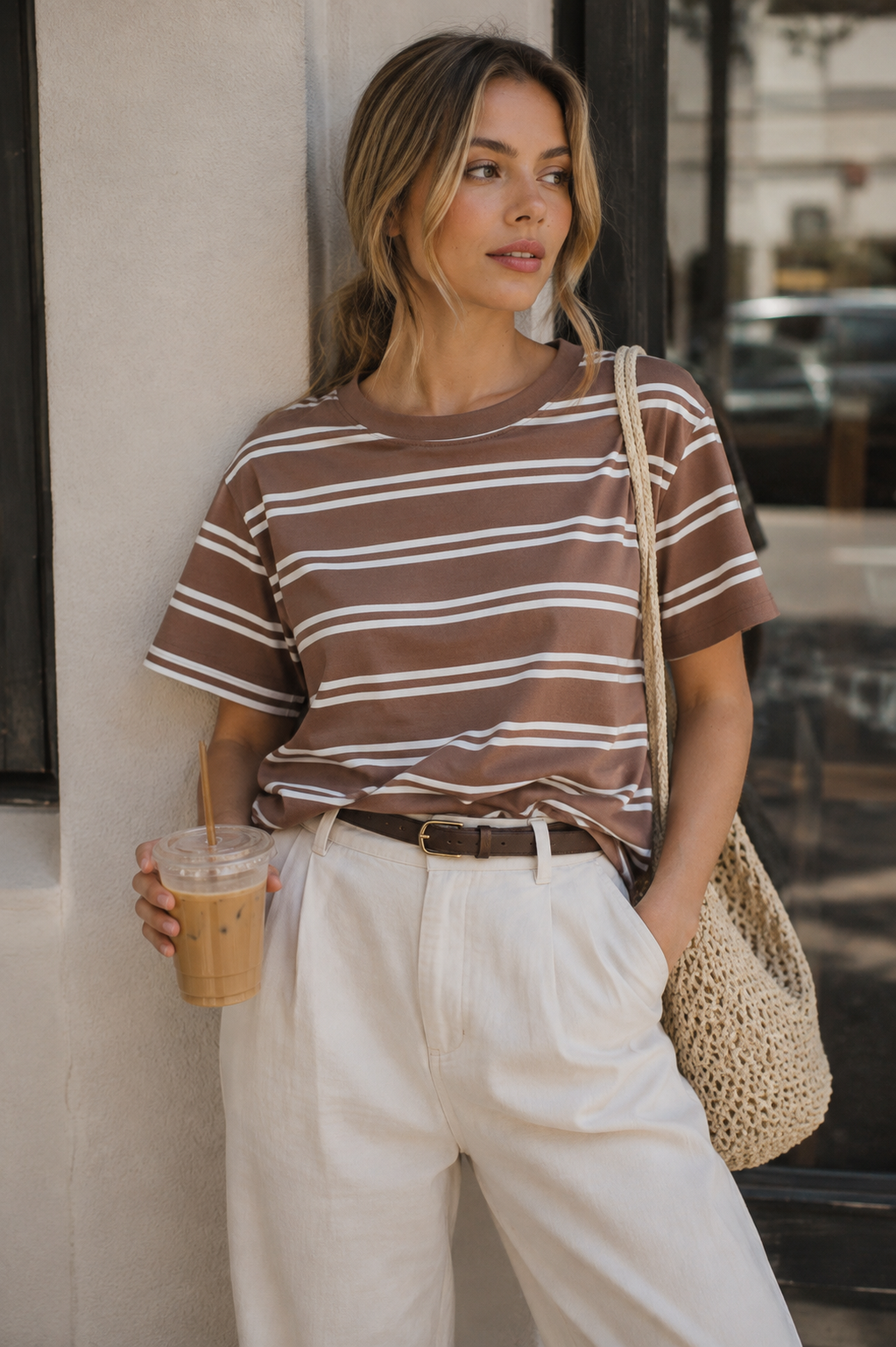8510HN Striped Boxy Short Sleeve Tee