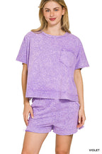 Halo Snow Washed Boxy Top N Shorts Set