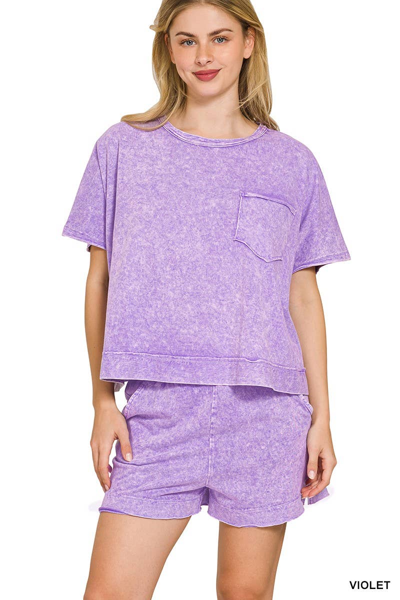Halo Snow Washed Boxy Top N Shorts Set