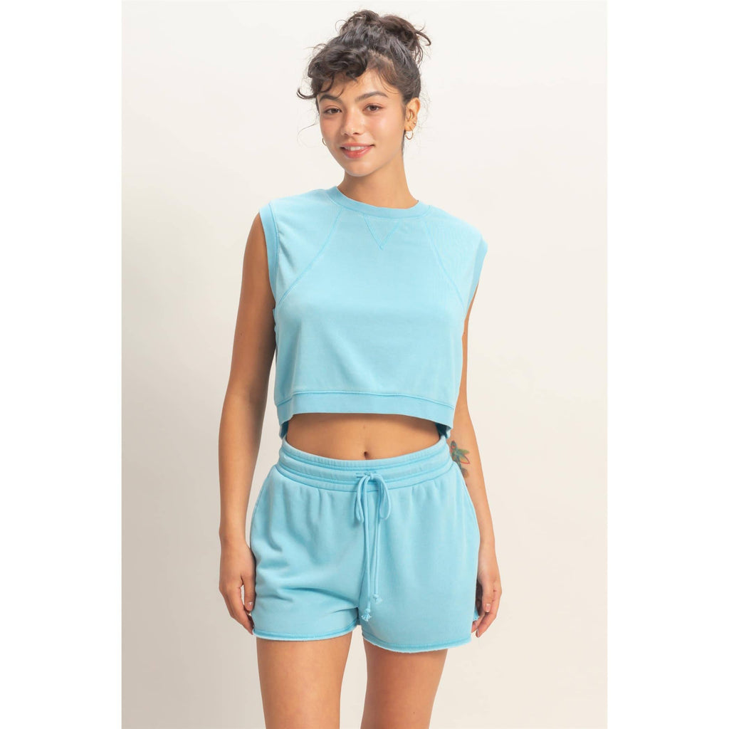 Burnout French Terry Sleeveless Top & Shorts Set