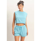Burnout French Terry Sleeveless Top & Shorts Set