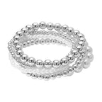 5PCS - Pearl Metal Ball Beaded Stretch Multi Layered Bracelets