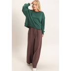 Ribbed Crew Neck Sweatshirt