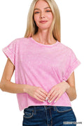 Washed Cotton Short Sleeve Top - Zenana