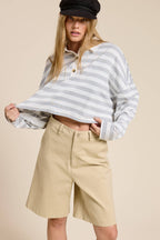 Striped Cropped Polo Shirt