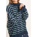 Striped Mock Neck Sweatshirt