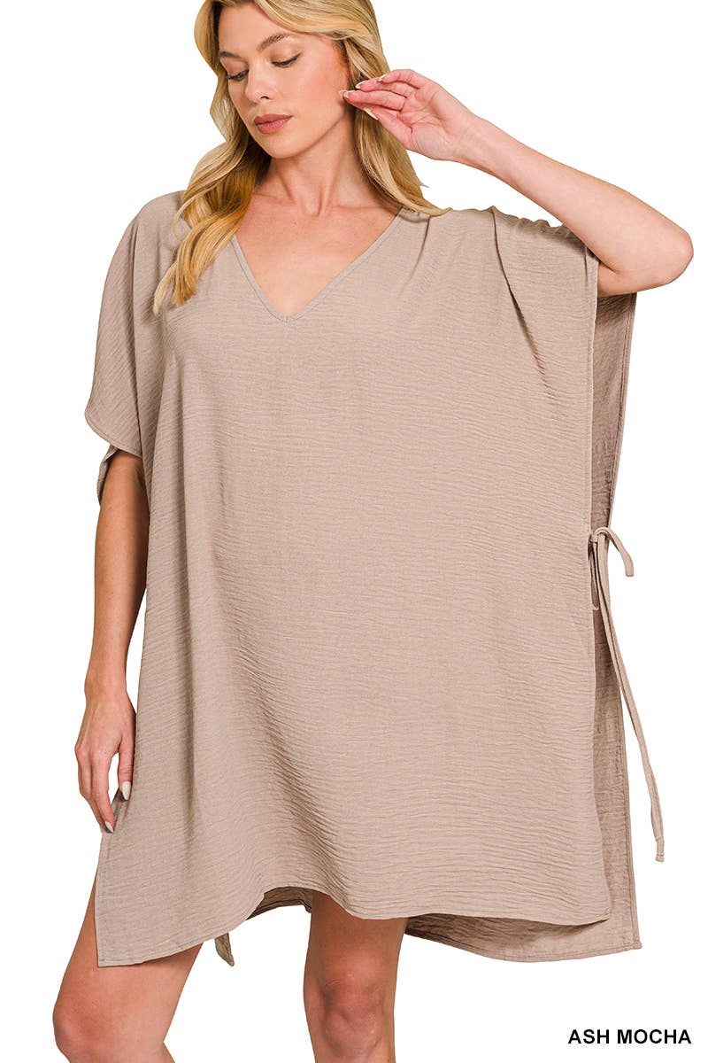Woven Air Flow Tie Side Cover Up Dress