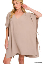 Woven Air Flow Tie Side Cover Up Dress