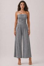 JR16435F - TUBE TOP W/SHIRRING PALAZZO ROMPER