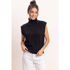 Sleeveless High Neck Knit Top