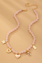 BEADED CHARM NECKLACE-HEART BOW CLOVER | 80N92632