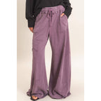 Mineral Wash Star Patch And Print Wide Leg Pants