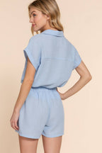 Dolman Short Sleeve Shirt & Shorts Linen Effect Set