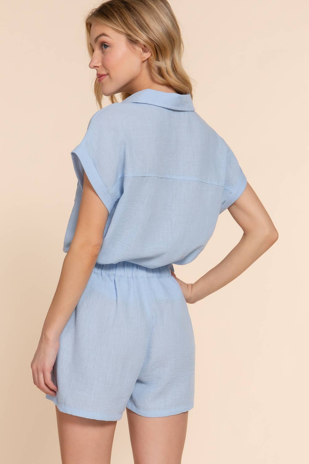 Dolman Short Sleeve Shirt & Shorts Linen Effect Set