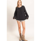 Ribbed Knit Patch Pocket Sweater