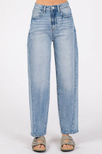 P1305X-LM SIDE SEAM DETAILING HIGH RISE COMFORT BARREL JEANS