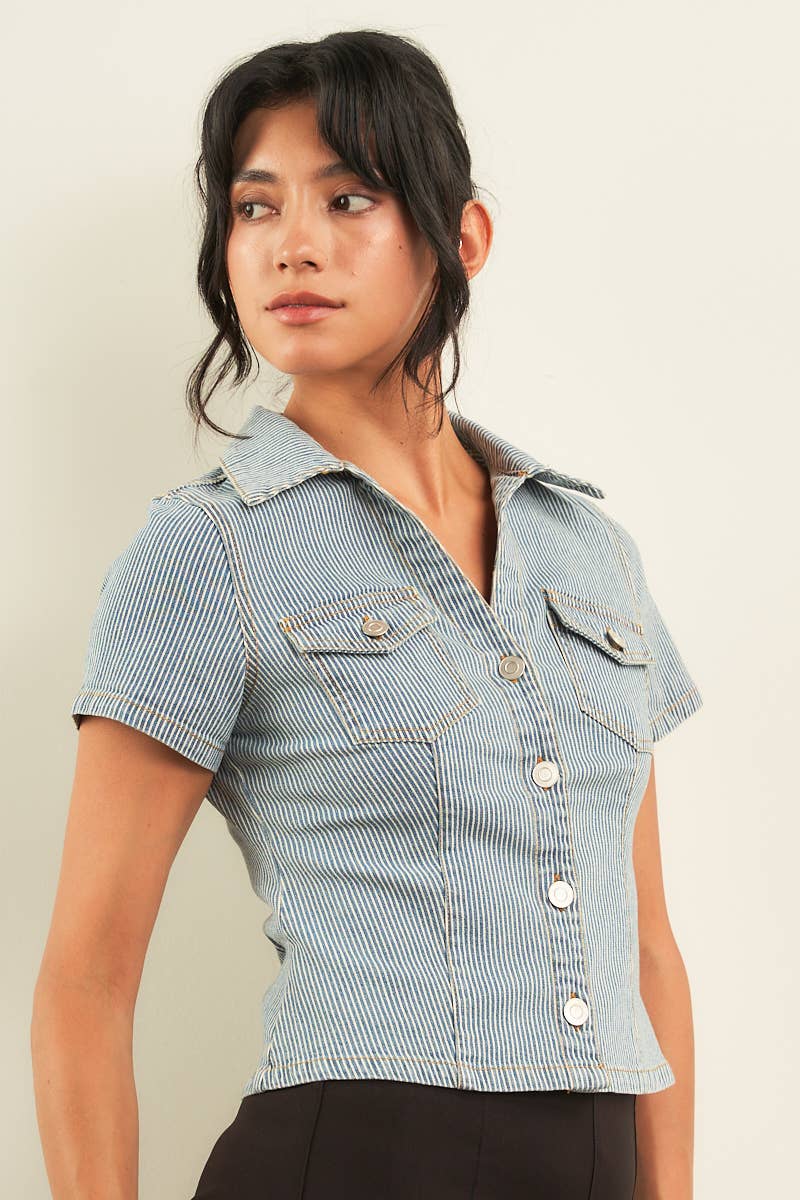 11314-PINSTRIPE DENIM SHIRTS