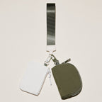 Fabric Dual Pouch Wristlet Wallet | Keychain Holder
