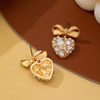 Romantic Crystal Pearl Bow Dangle Earrings | 80E62995