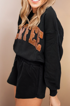 Coffee Sequin Sweatshirt + Shorts Set
