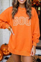 LAS-LIVE Polka Dot Letter Print Mock Neck Sweatshirt (S-XL)