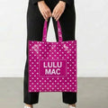 LM-BG-1004 REUSABLE TOTE -HOT PINK WHITE DOT