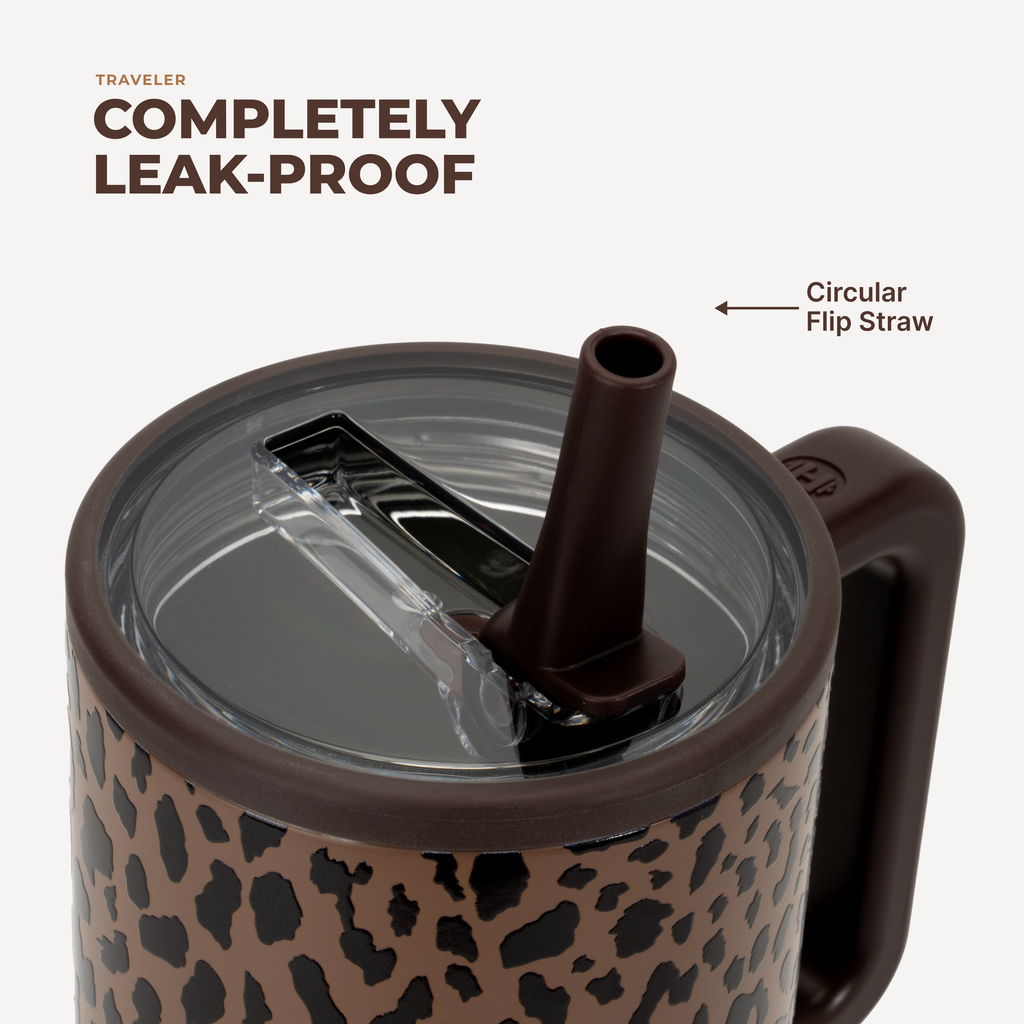 Brown Leopard HydroJug 40 oz Traveler Tumbler