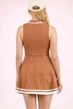 ND32089-Collared Sleeveless Activewear Tennis Dress