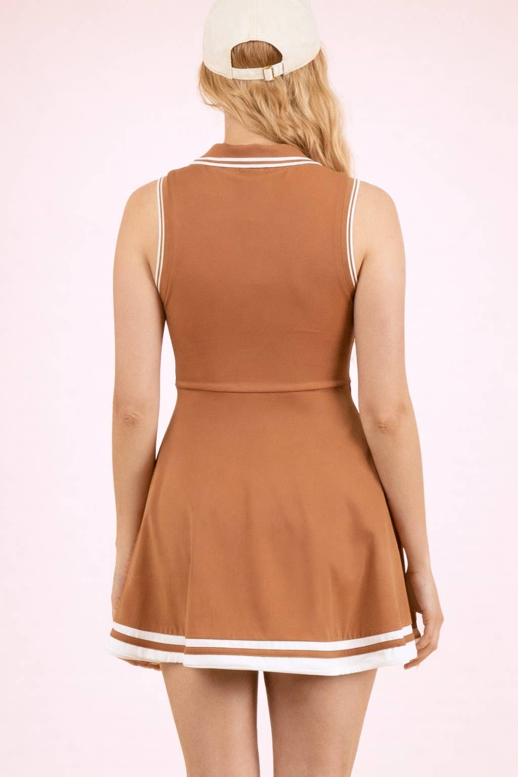 ND32089-Collared Sleeveless Activewear Tennis Dress