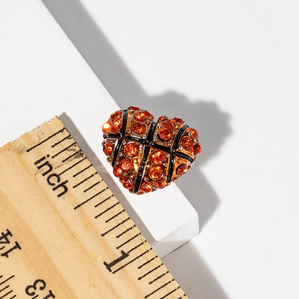 Softball Crystal Pave Heart Stud Earrings