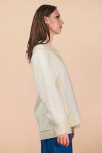NT12365-Half Button Down Oversized Contrast Knit Top