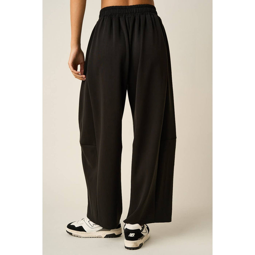 CLOUD KNIT DRAWSTRING WAIST BARREL LEG PANTS