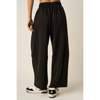 CLOUD KNIT DRAWSTRING WAIST BARREL LEG PANTS